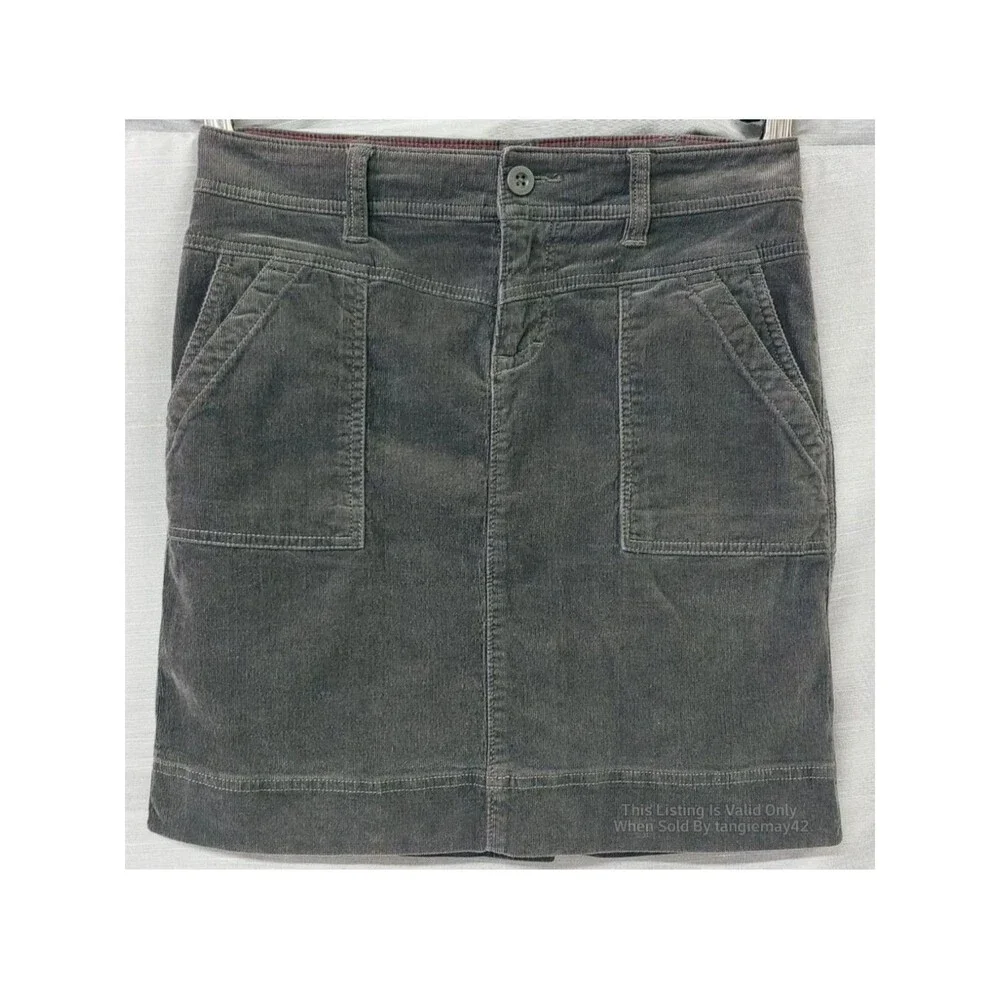 The North Face Grey Stretch Corduroy Mini Above Knee Pencil Skirt Womens 4 Small
